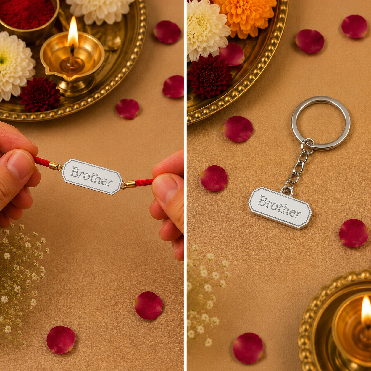 Brother/Bhai Keepsake Rakhi | Converts into a Silver Keychain | Free Key Ring Included