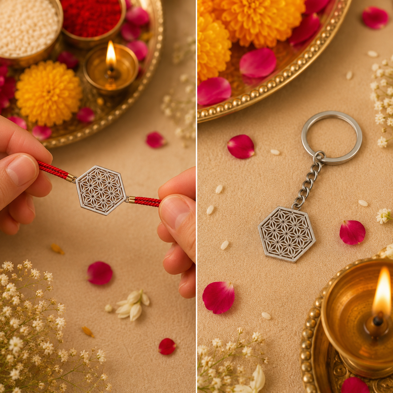 Celtic Knot Keepsake Rakhi | Converts into a Silver Keychain | Free Key Ring Included