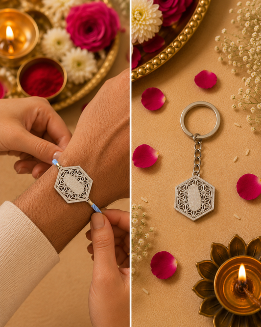 Personalised Name Keepsake Rakhi | Converts into a Silver Keychain | Free Key Ring Included (Copy)