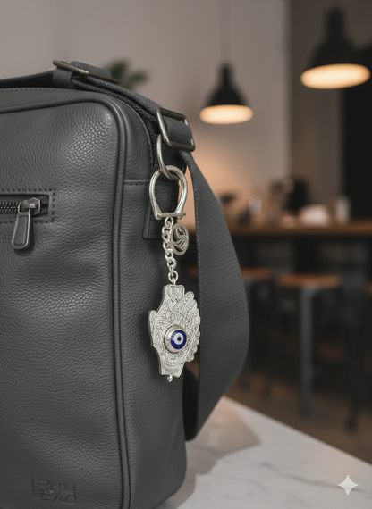 Evil Eye Keychain (Hamsa) in 925 Pure Silver
