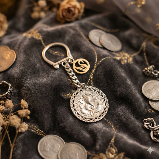 Ganesh Ji Keychain in 925 Pure Silver