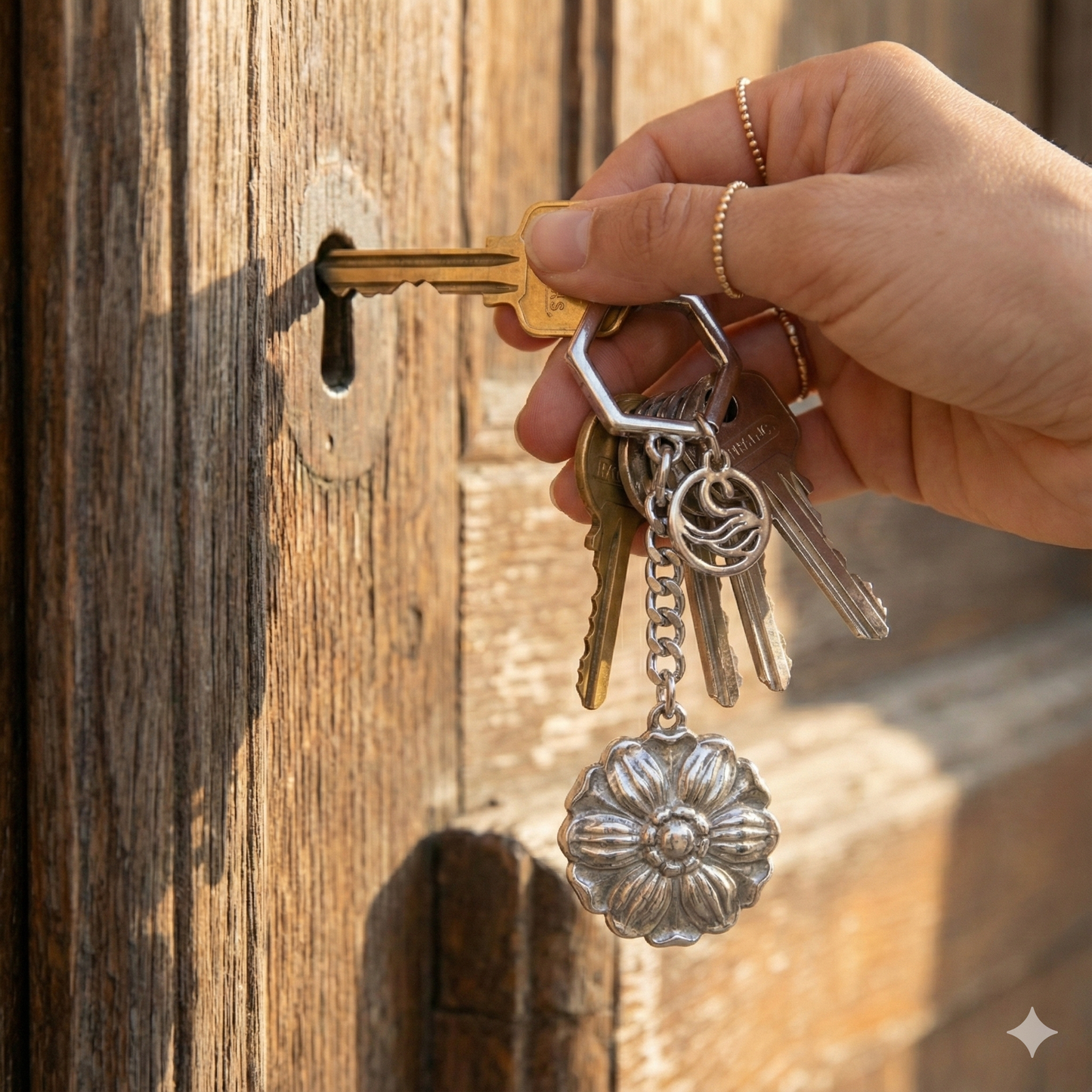 Flower Keychain in 925 Pure Silver
