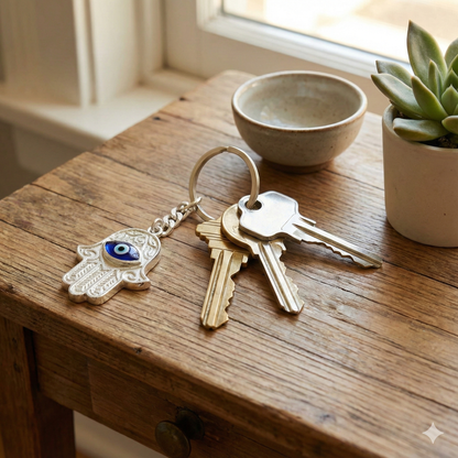 Evil Eye Keychain (Oval) in 925 Pure Silver