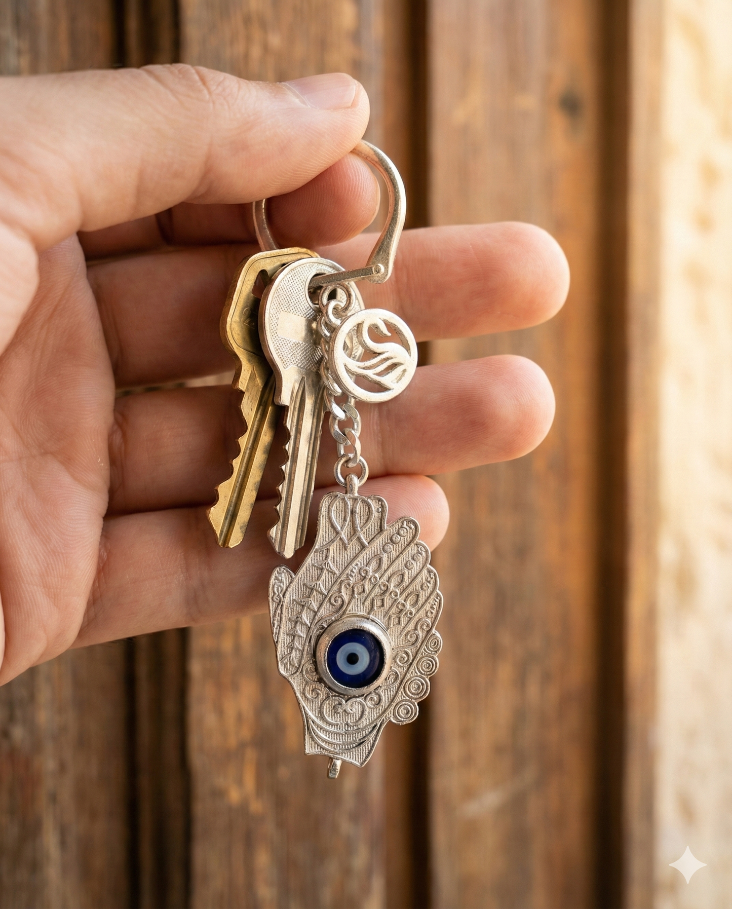 Evil Eye Keychain (Hamsa) in 925 Pure Silver