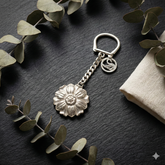 Flower Keychain in 925 Pure Silver