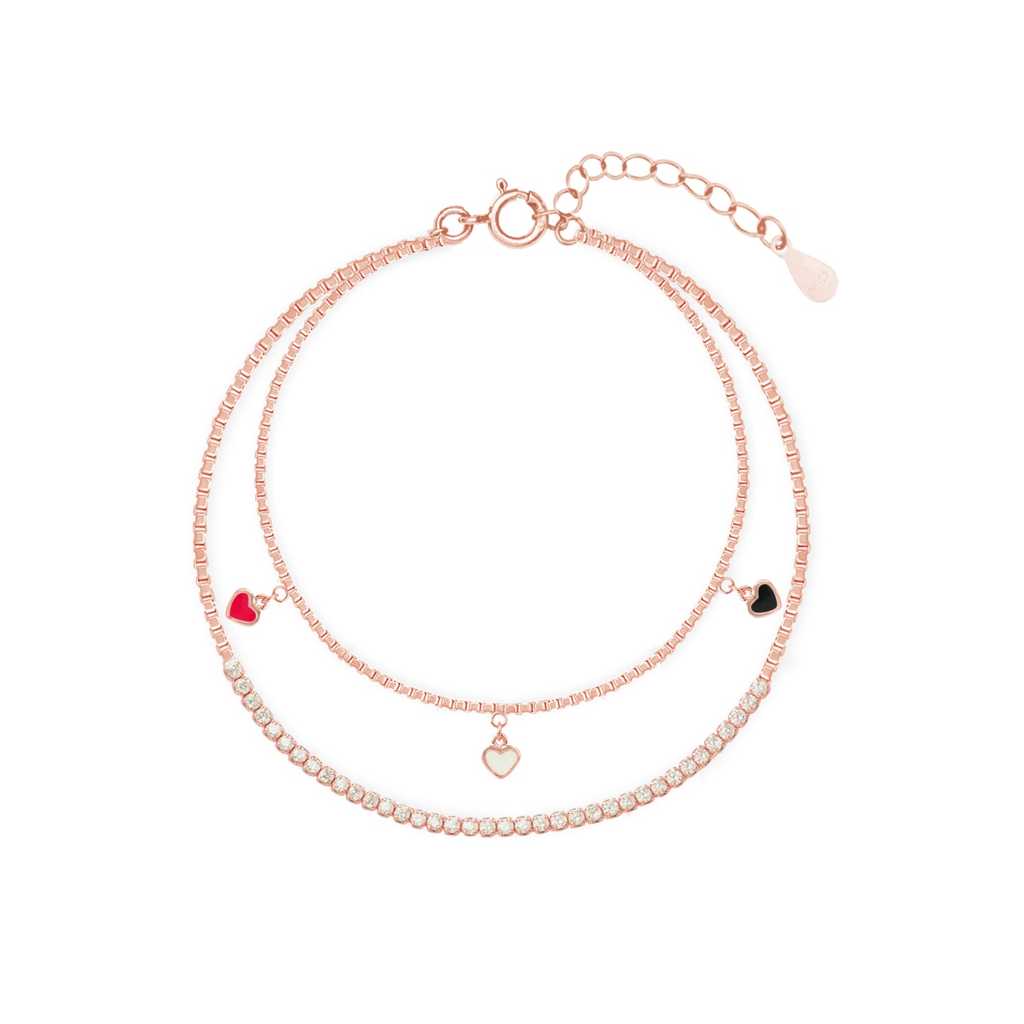 Trio Hearts Bracelet in Rose Gold