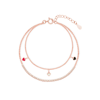 Trio Hearts Bracelet in Rose Gold