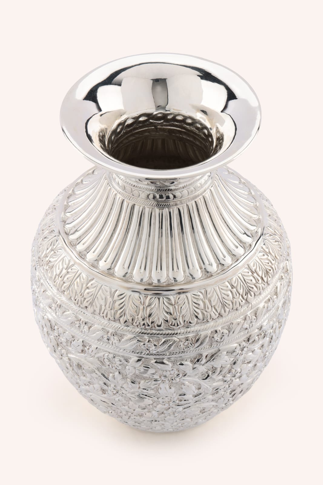 Silver Carved Flower Vase