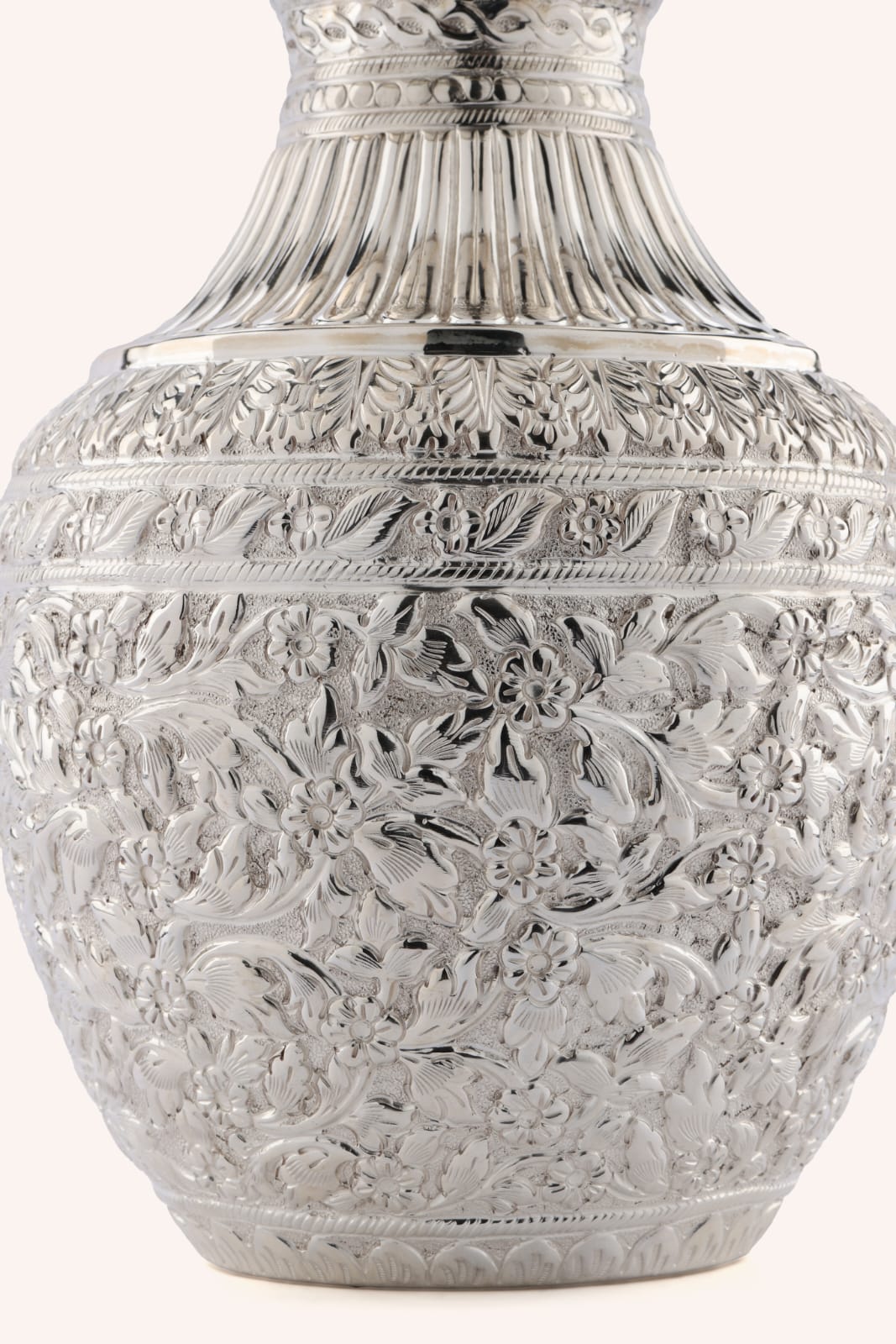 Silver Carved Flower Vase