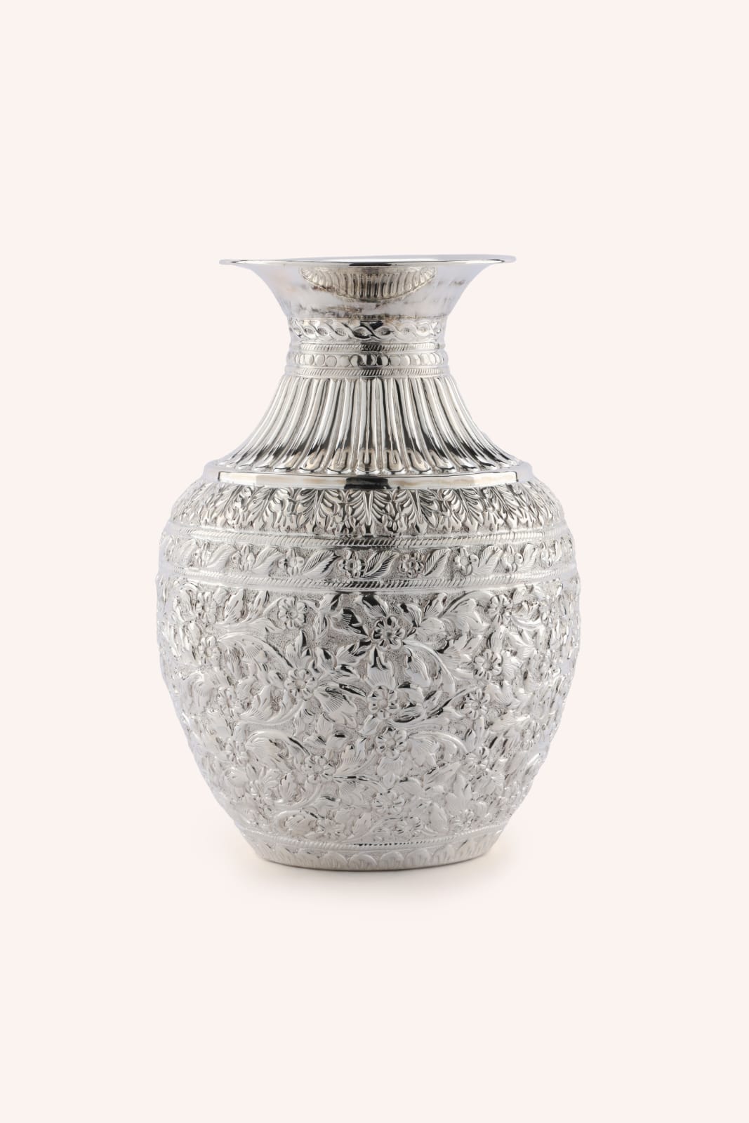 Silver Carved Flower Vase