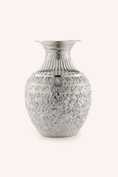 Silver Carved Flower Vase