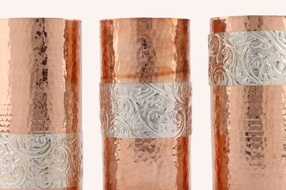 Copper Silver Vase Set