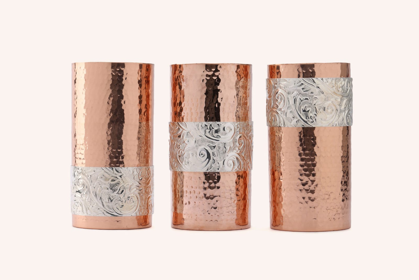 Copper Silver Vase Set