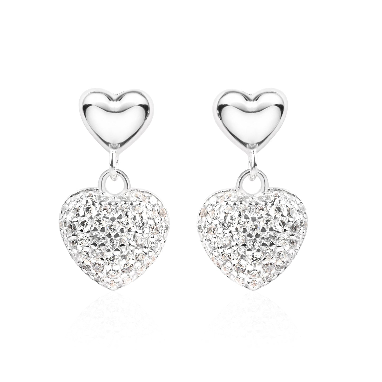 Silver Heart Drop Earring