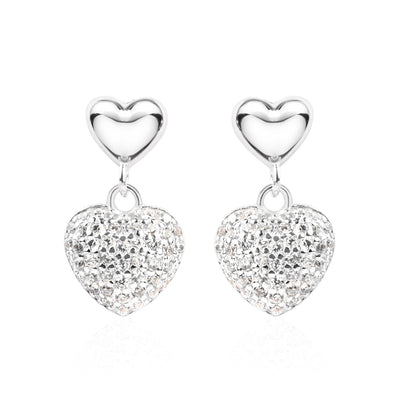 Silver Heart Drop Earring