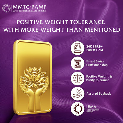 2g Lotus Gold Bar 24K (999.9+) Purest