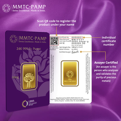 100g Lotus Gold Bar 24K (999.9+) Purest
