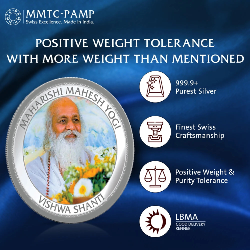 Maharishi Mahesh Yogi RAAM RAJ 31.1gm Silver Coin