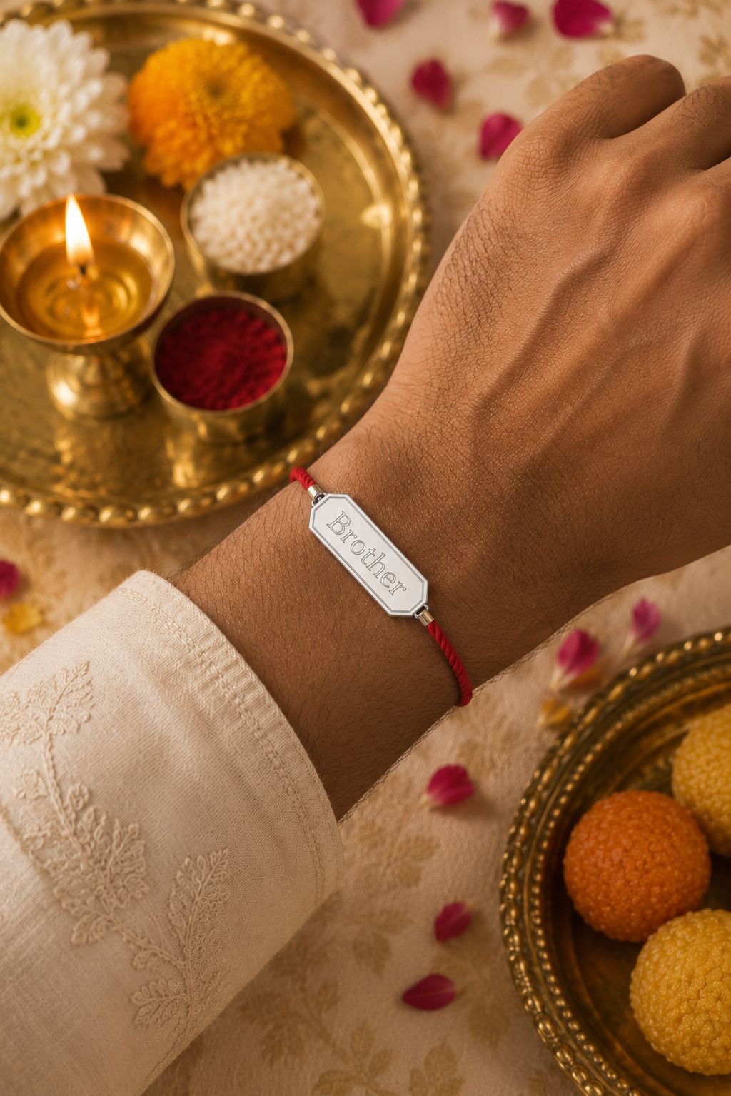 Brother/Bhai Keepsake Rakhi | Converts into a Silver Keychain | Free Key Ring Included