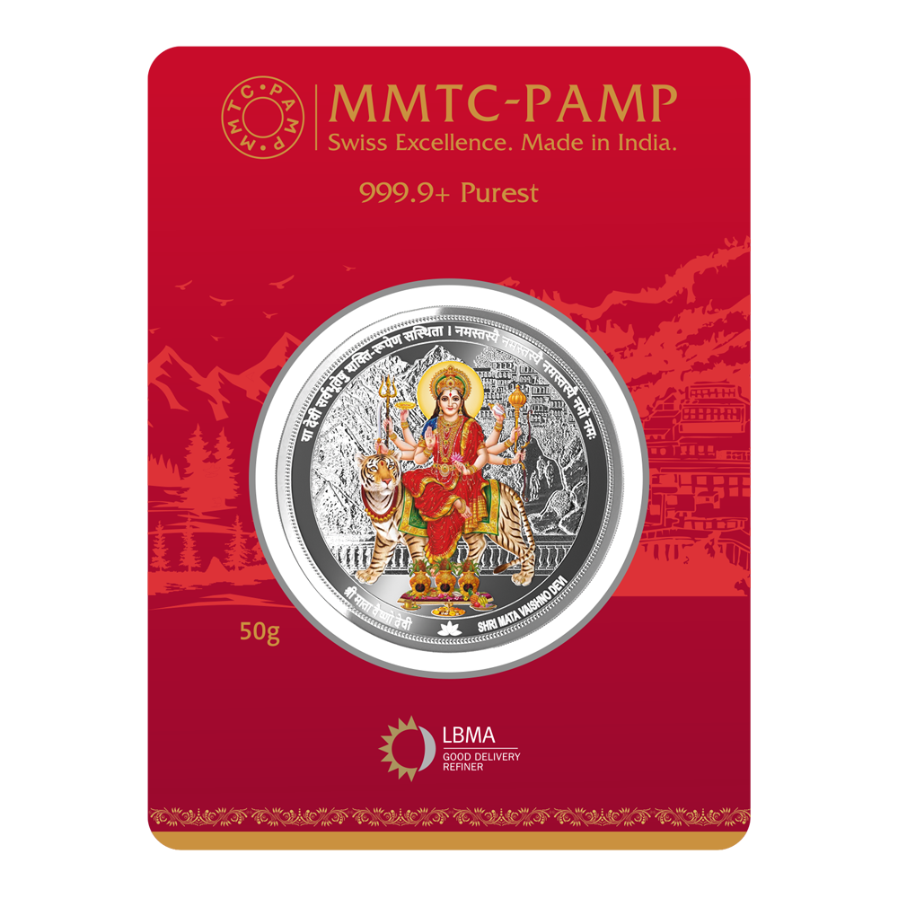 Sri Mata Vaishno Devi 50gm Silver Coin
