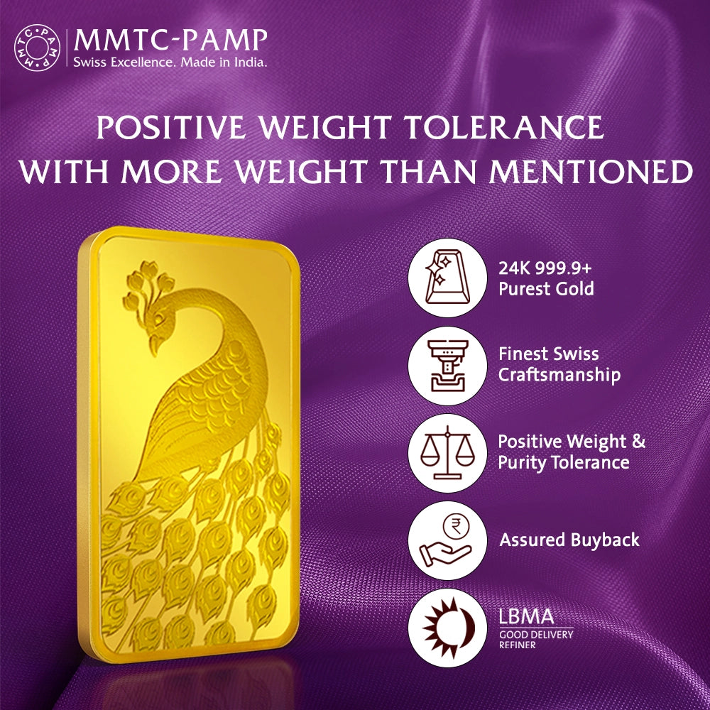 10g Peacock Gold Bar 24K (999.9+) Purest