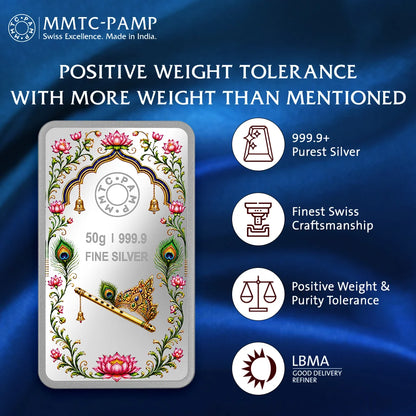 Radha Krishna 50gm Silver Bar | Limited Edition (5pcs left)