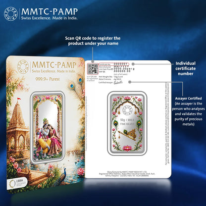 Radha Krishna 50gm Silver Bar | Limited Edition (5pcs left)