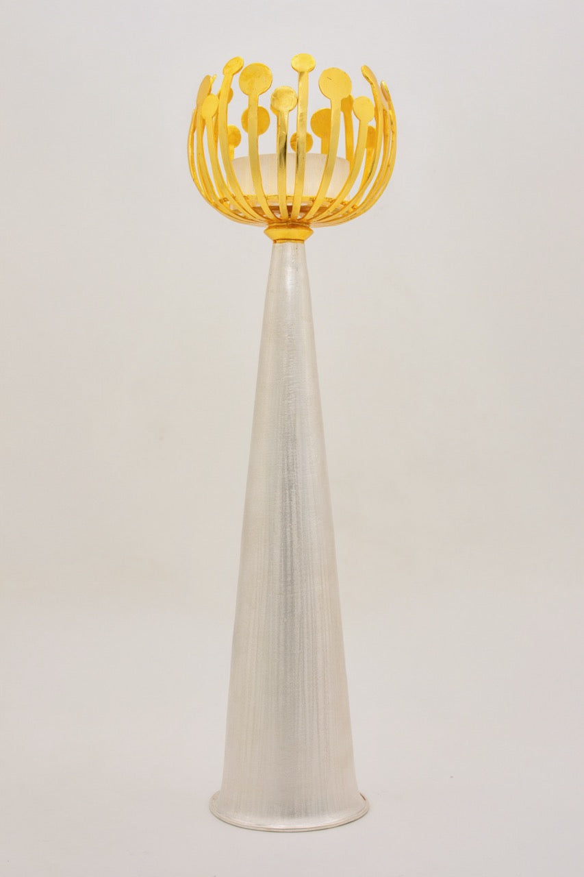 Lotus Pod Candle Stand (Yellow & Silver)