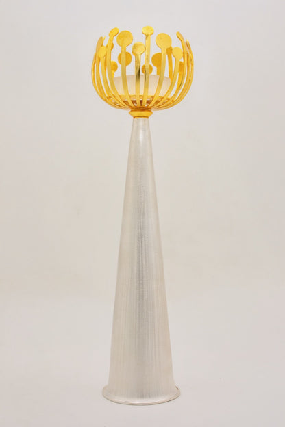 Lotus Pod Candle Stand (Yellow & Silver)