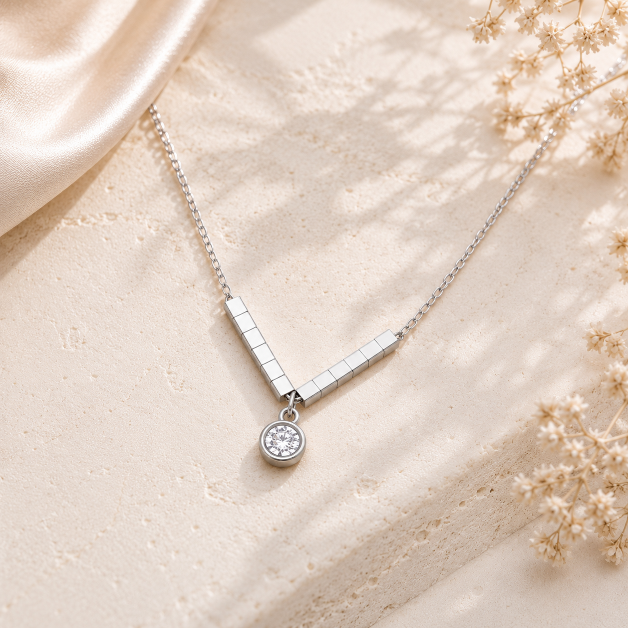 V-Line Solitaire Pendant