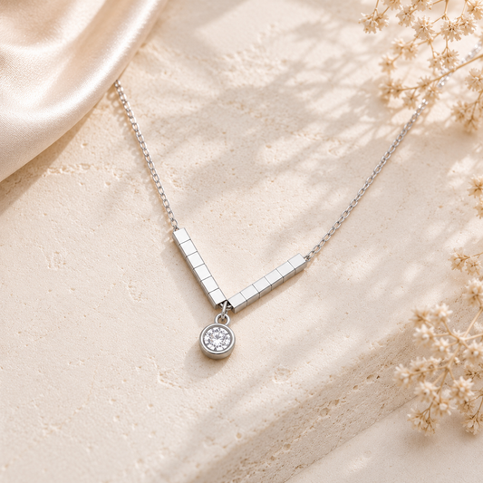 V-Line Solitaire Pendant