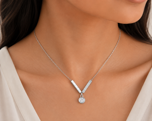 V-Line Solitaire Pendant