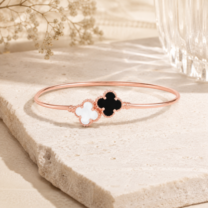 Yin & Yang Clover Bracelet in Rose Gold