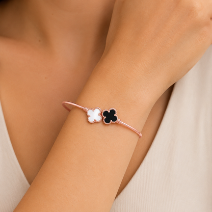 Yin & Yang Clover Bracelet in Rose Gold