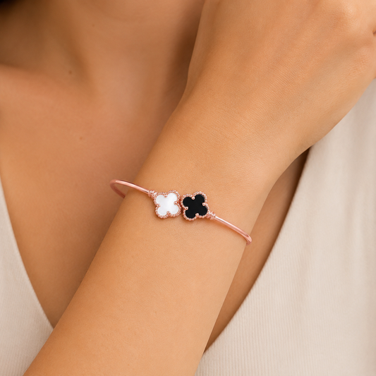 Yin & Yang Clover Bracelet in Rose Gold