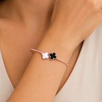 Yin & Yang Clover Bracelet in Rose Gold