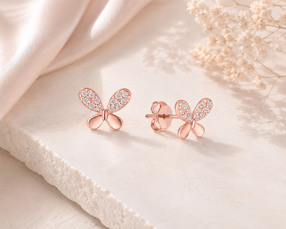 Butterfly Studs in Rose Gold