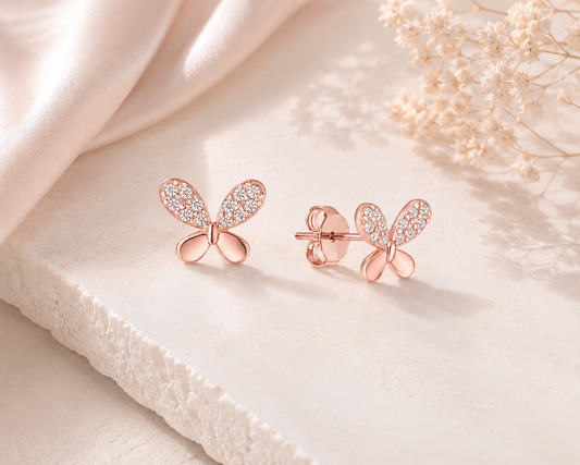 Butterfly Studs in Rose Gold