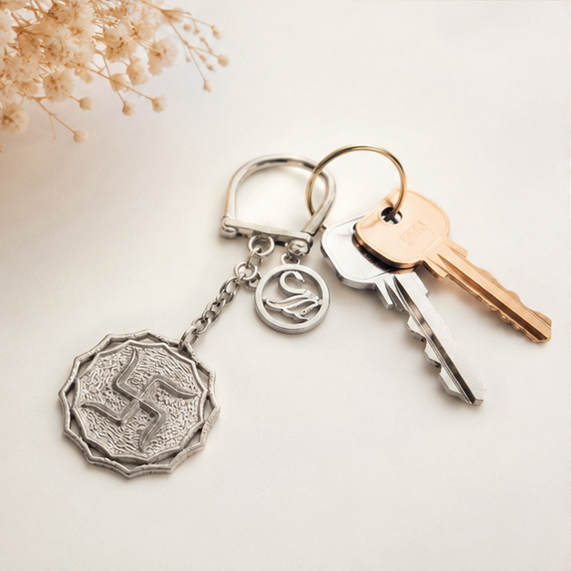 Om Sacred Silver Keychain