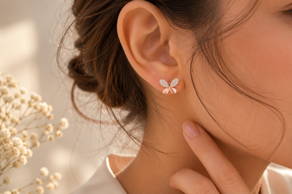 Butterfly Studs in Rose Gold